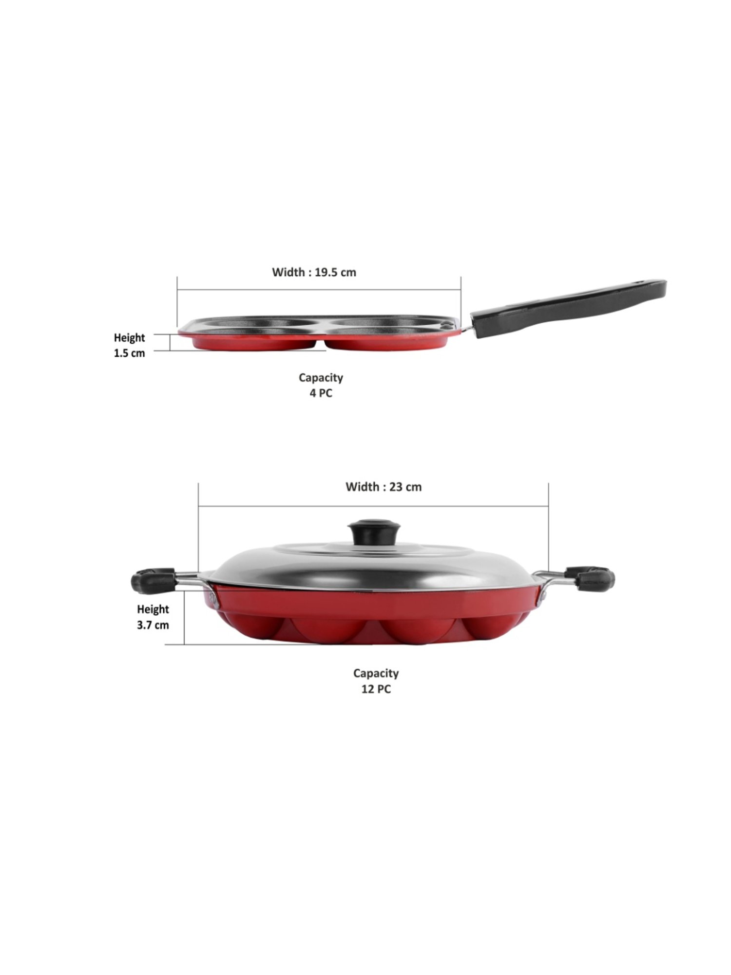 Sumeet NonStick 2pc Cookware Set of 2.6mm Thick(Mini Multi Snack Maker + Grill Appam Patra With Lid)