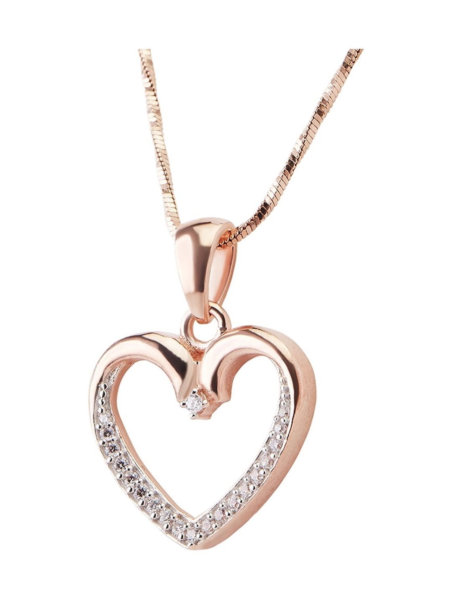 Anayra 92.5 Sterling Silver Heart Pendant with Chain for Women