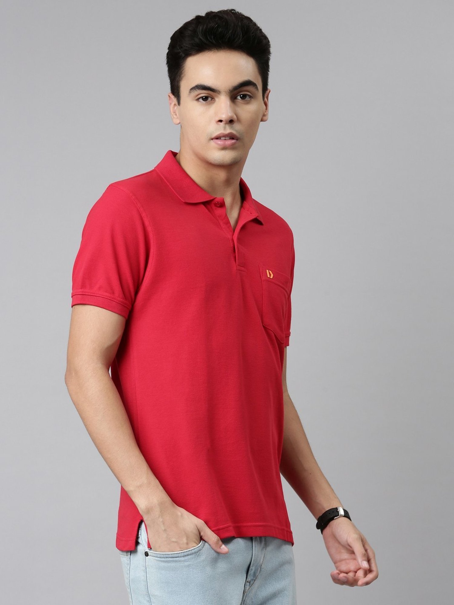 Dixcy Scott Maximus Red Cotton Regular Fit Polo T-Shirt