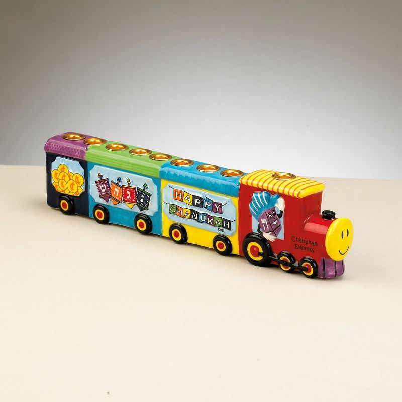 Rite Lite 11.5" Hand Painted Chanukah Express Menorah - Red/Yellow