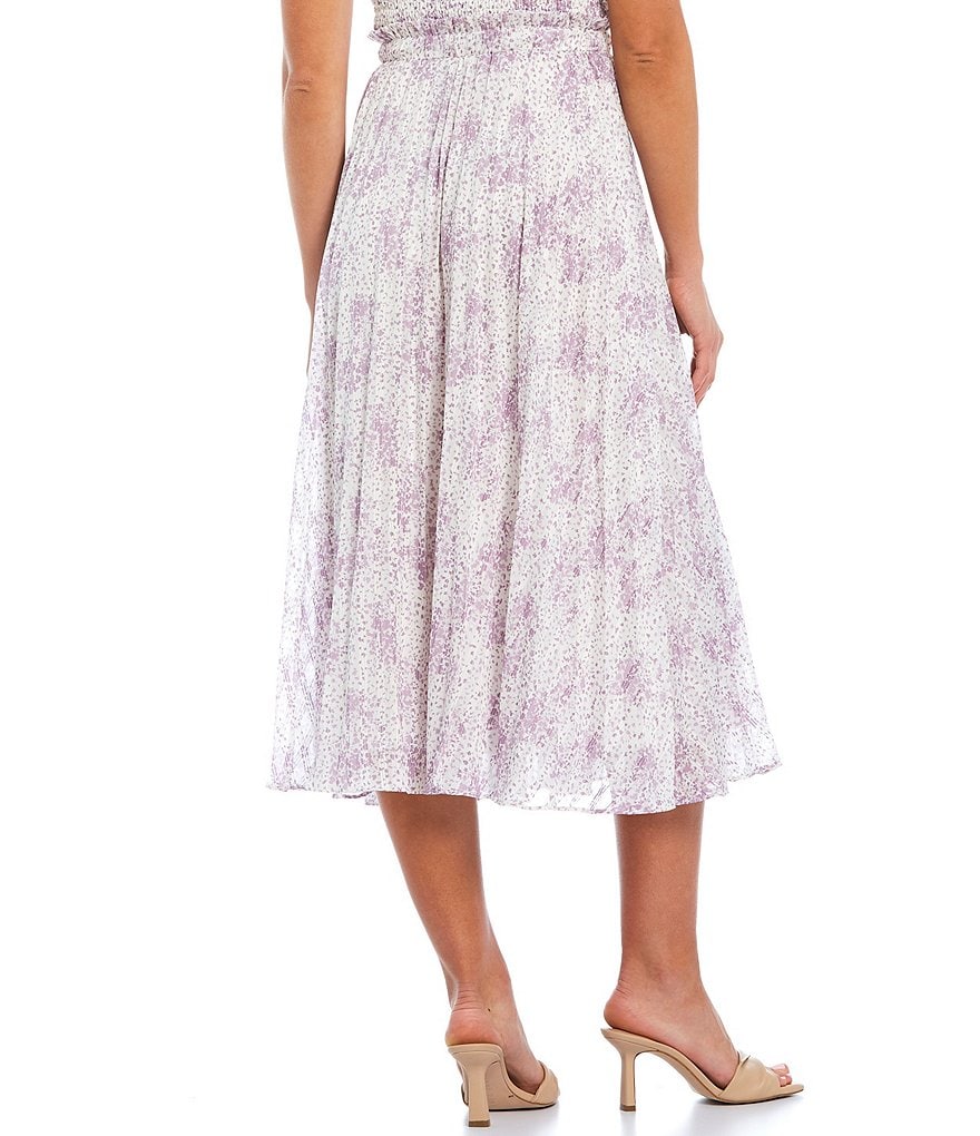 Lucy Paris Mikaela Floral Print Pull-On Coordinating Pleated Skirt