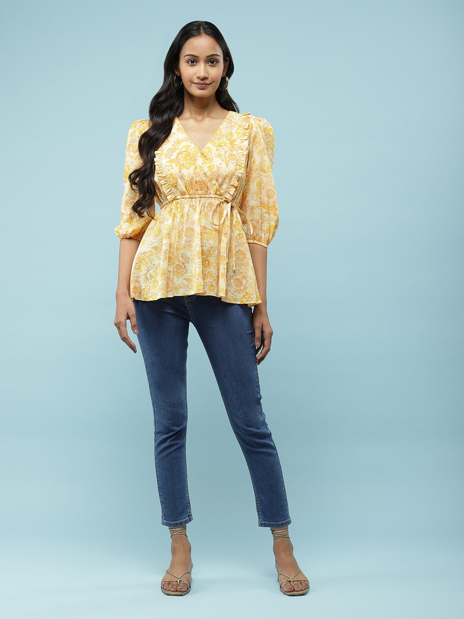 aarke Ritu Kumar Yellow Floral Top