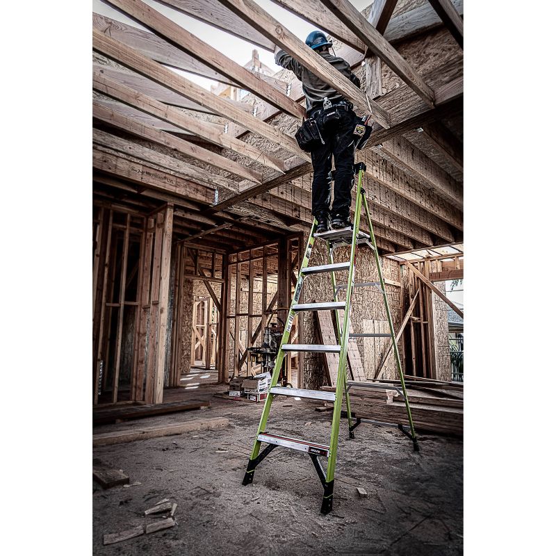 Little Giant Ladder Systems 8' ANSI type IA 300 lb rated fiberglass Stepladder with Ground Cue Apple Green