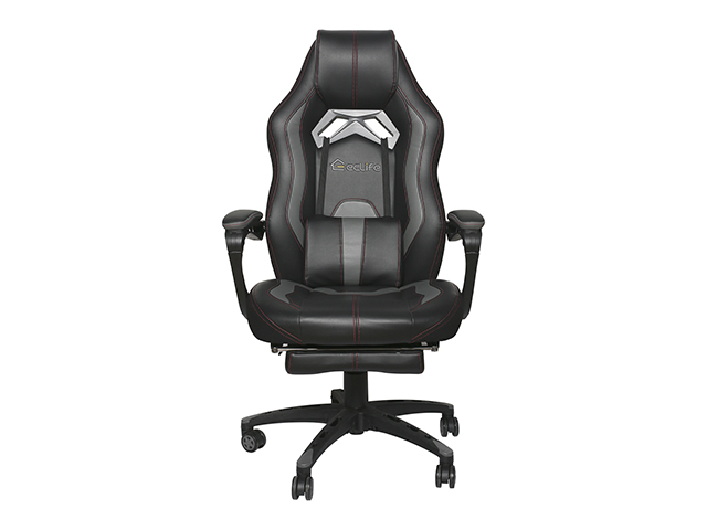 Gaming Chair Office Chair PC Chair with Massage Lumbar Support, Vantage Style PU Leather High Back Adjustable Swivel Task Chair with Footrest,Blue,GC26