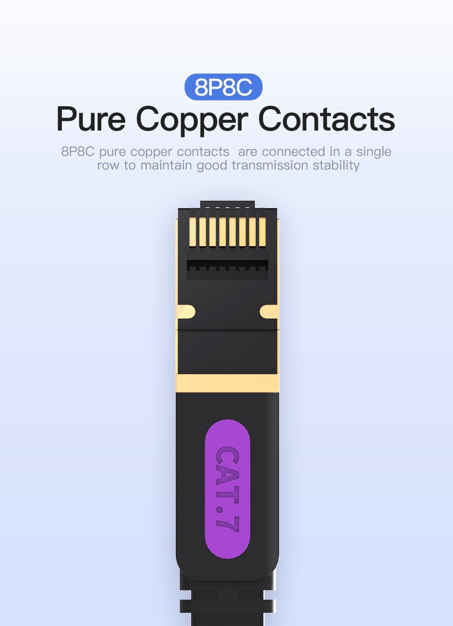 Cat7 Ethernet Cable, Vention Flat High Speed 10 Gigabit LAN Network Patch Cable with Clips, Faster Than Cat6 Cat5e, Shielded RJ45 Connectors for Xbox One, Switch, Router, Modem, Printer- Black/6ft