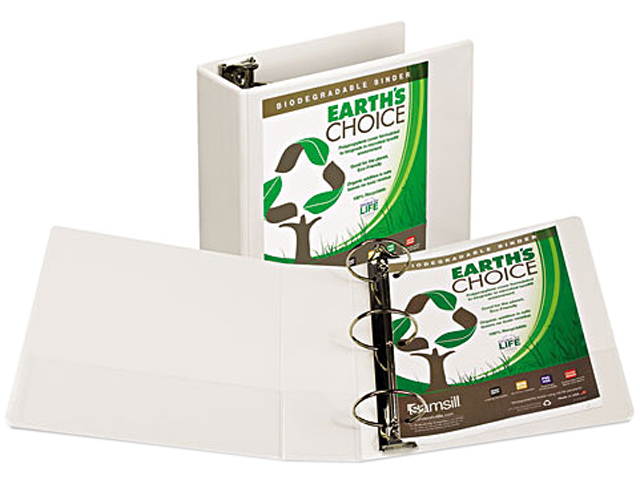 Samsill 18997 Earth's Choice Biodegradable Round Ring View Binder, 4" Capacity, White