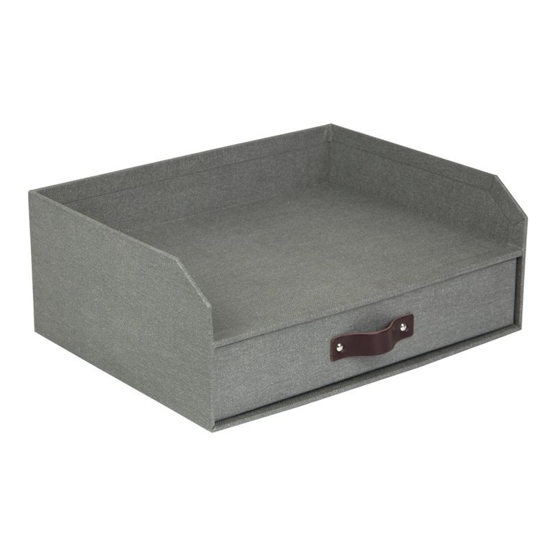 Walter Canvas Letter Tray with Drawer Gray - Bigso Box of Sweden