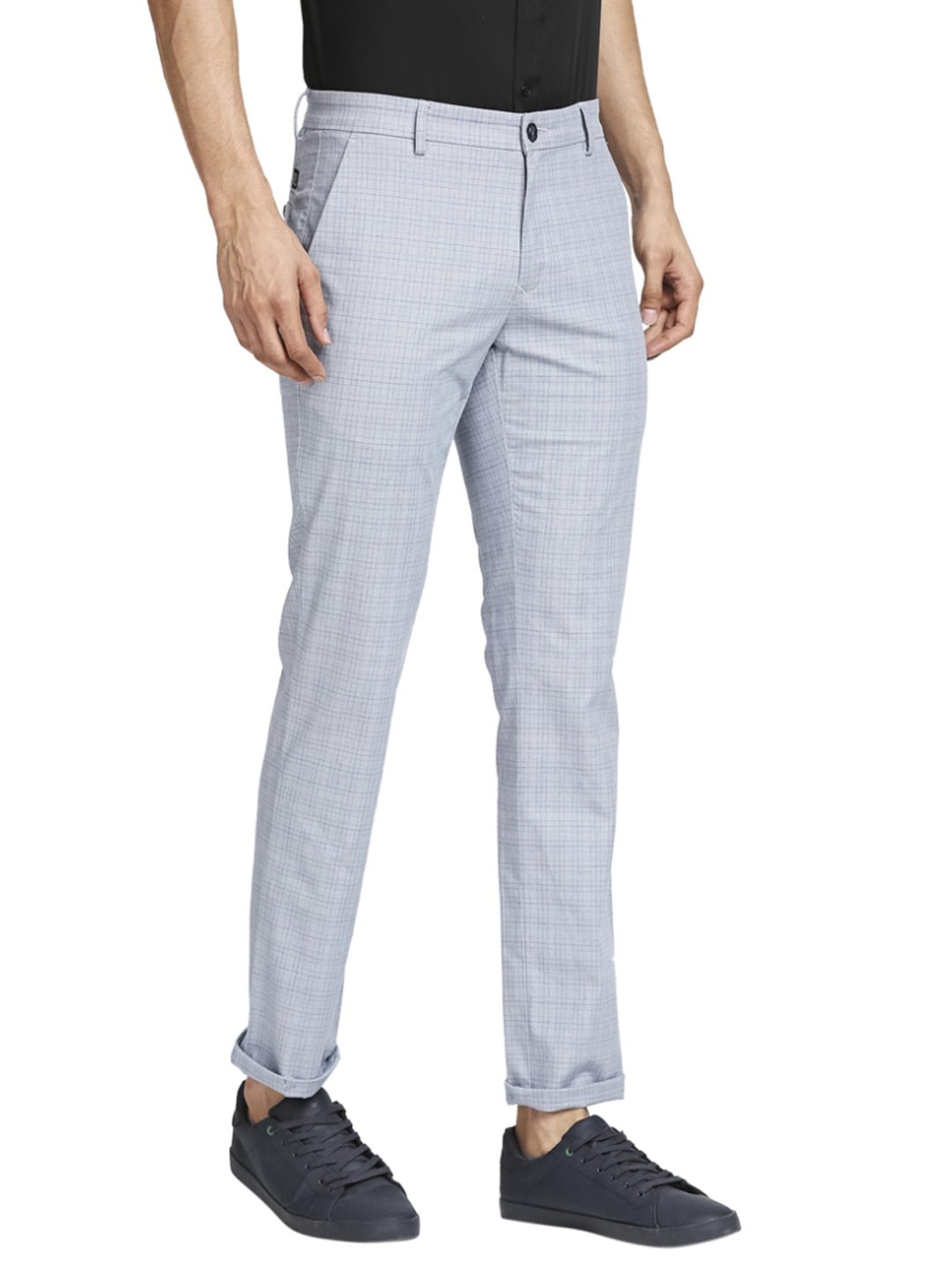 ColorPlus Blue Regular Fit Checks Chinos