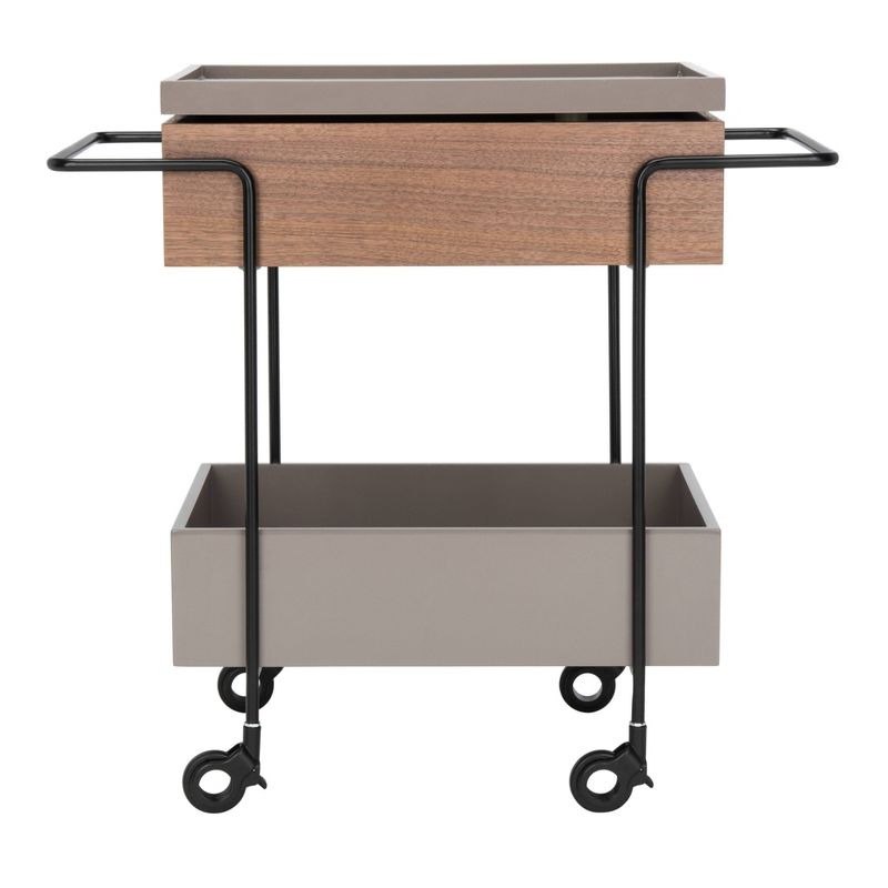 Scout Tray Bar Cart Walnut/Gray/Black - Safavieh