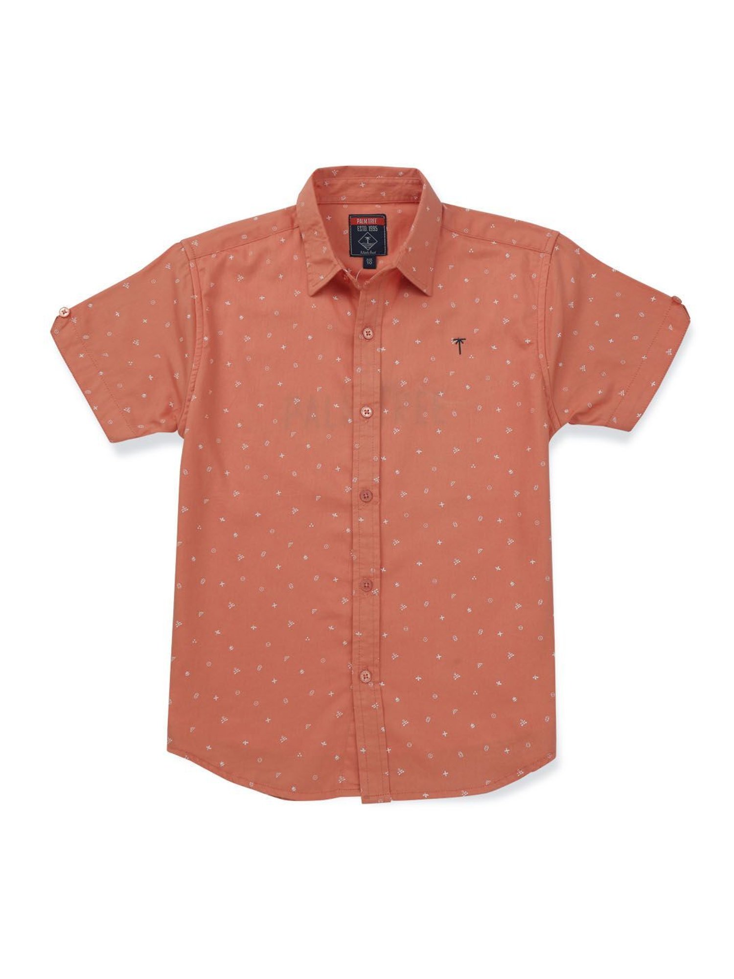 Palm Tree Kids Orange & White Printed T-Shirt With Shirt