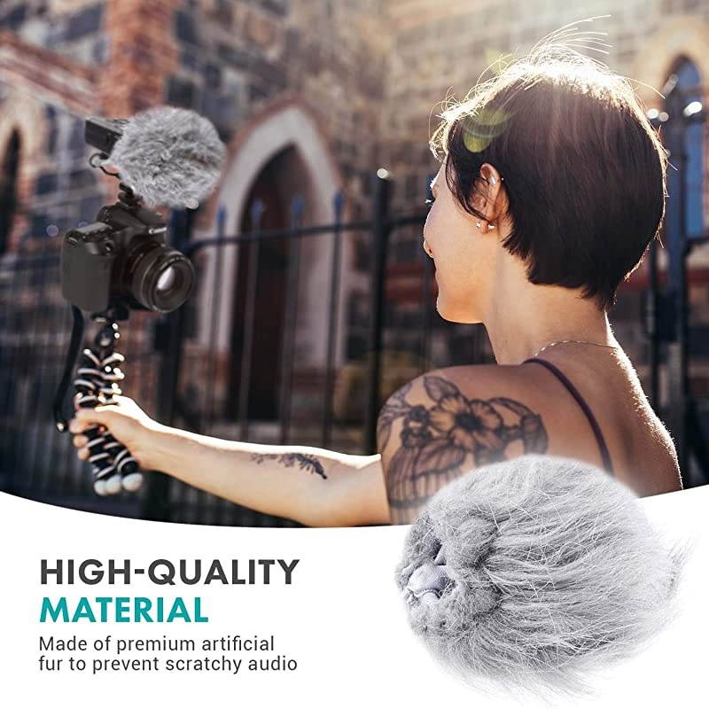 WS1 Furry Microphone Windscreen for Zoom H1n Recorder Outdoor Microphone Cover for Small Microphones up to 25quot x 40mm L x D Light Gray