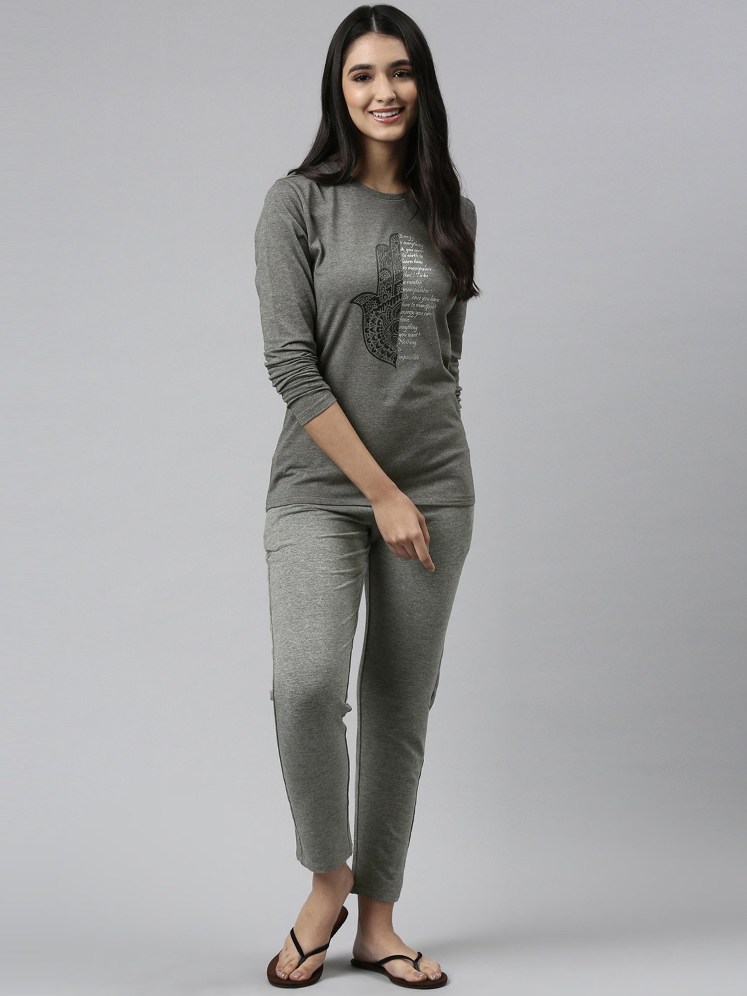 Enamor Pewter Grey Graphic Print T-Shirt