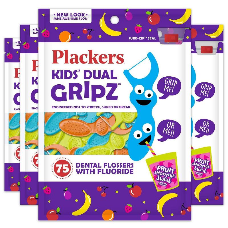 Plackers Kids Dual Grip Flosser - 75ct/4pk