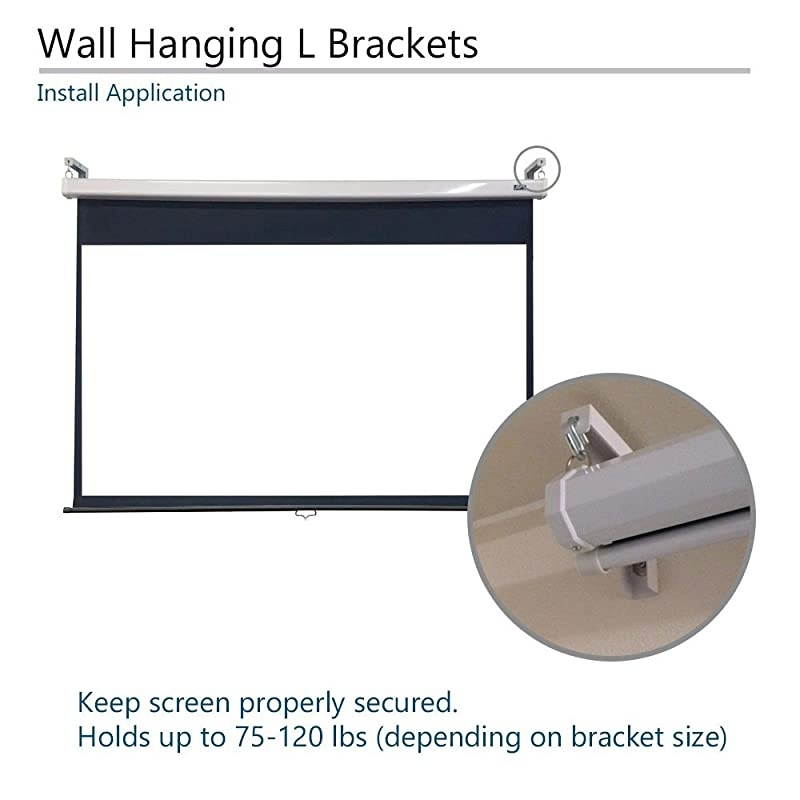 6quot White Universal Projector Screen LBrackets Single Metal Welded Construction Wall or Ceiling Mount Includes Hooks and Hardware Model ZVMAXLB6W