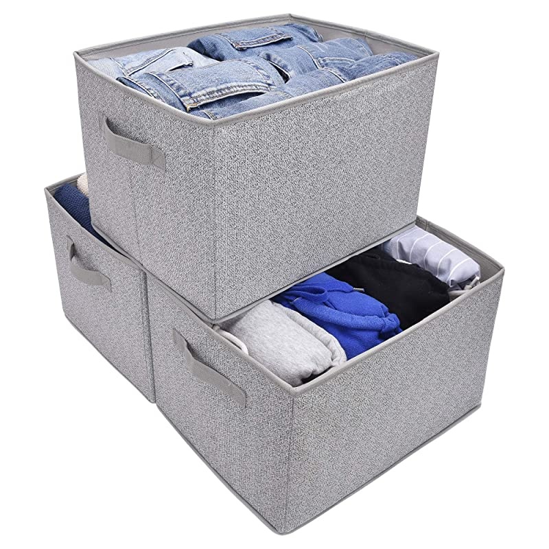 Storage Bin for Shelves Fabric Closet Organizer Shelf Cube Box with Handle Home Office Storage Baskets Gray Extra Large 3Pack