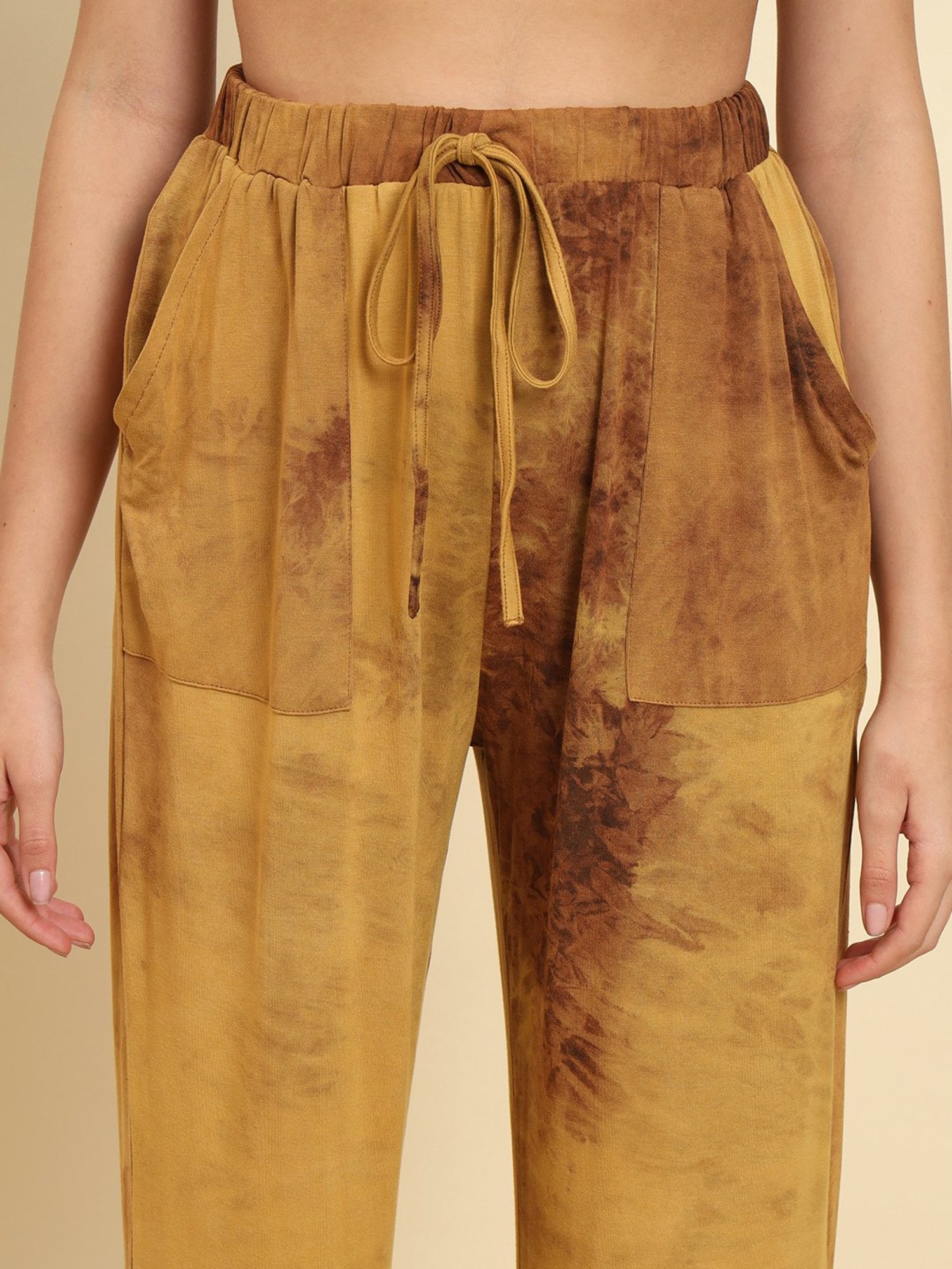 Trend Arrest Brown Cotton Tie - Dye Pants