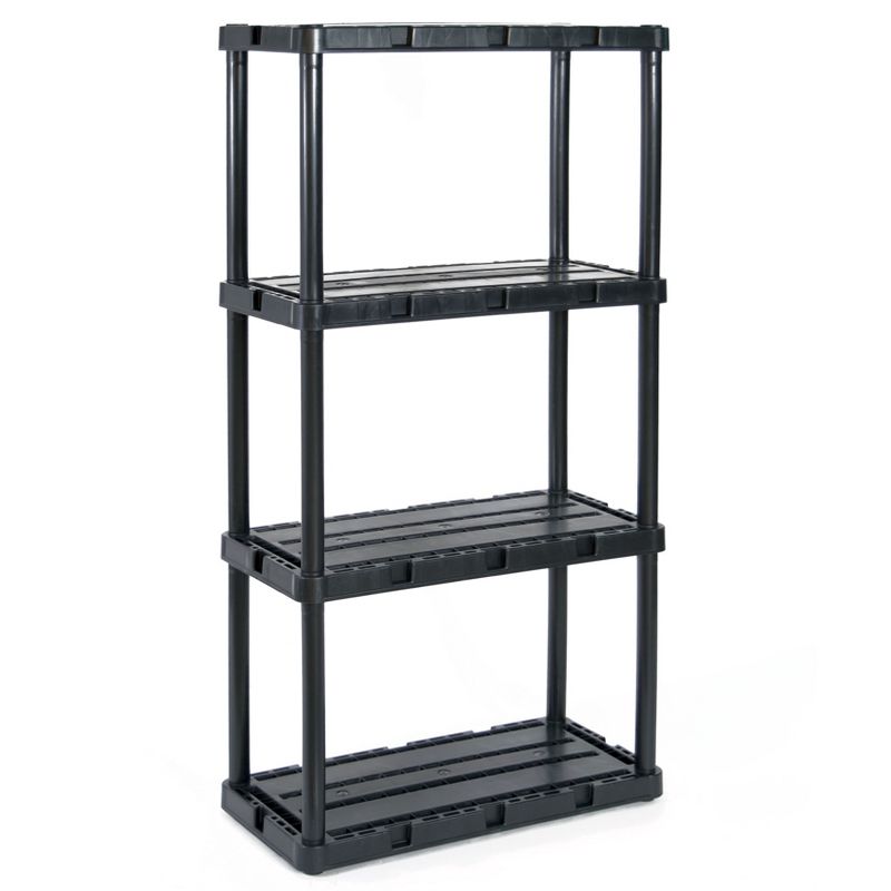 Gracious Living 91089-1C 24 x 12 x 33 Inch Knect A Shelf Fixed Height Light Duty Interlocking Home Storage 4 Shelf Shelving Unit, Black (2 Pack)
