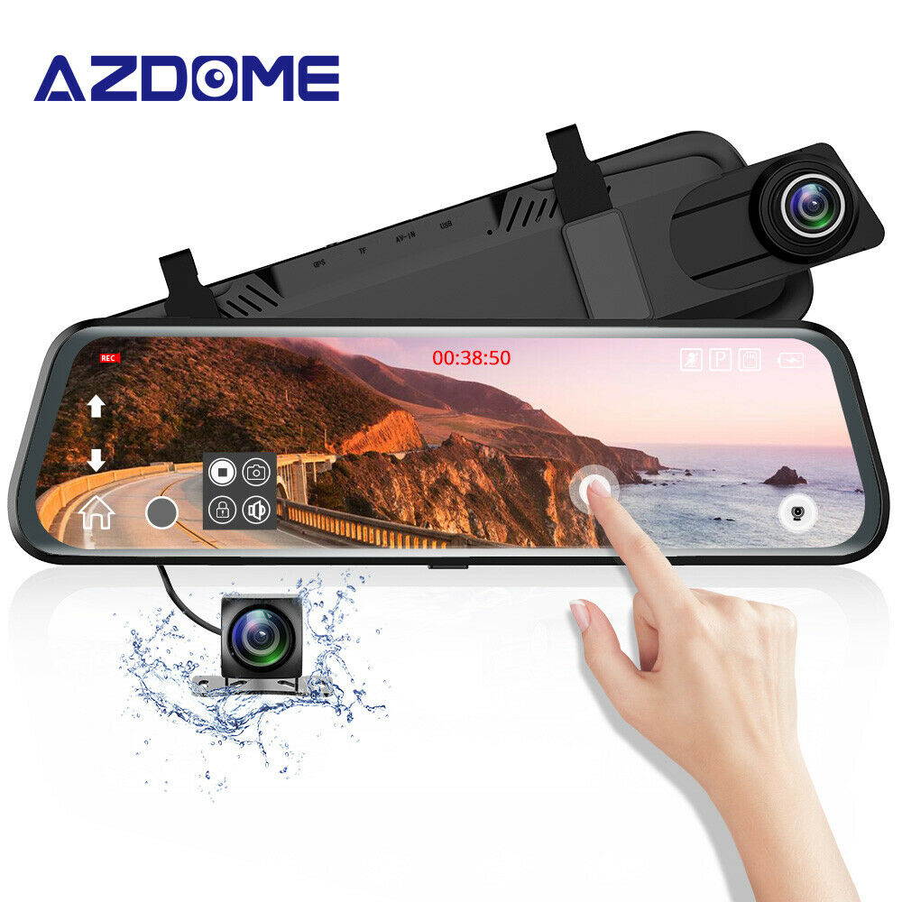 AZDOME PG12 10"FHD Touching 1296P Dash Cam Streaming Media Night Vision Car DVR
