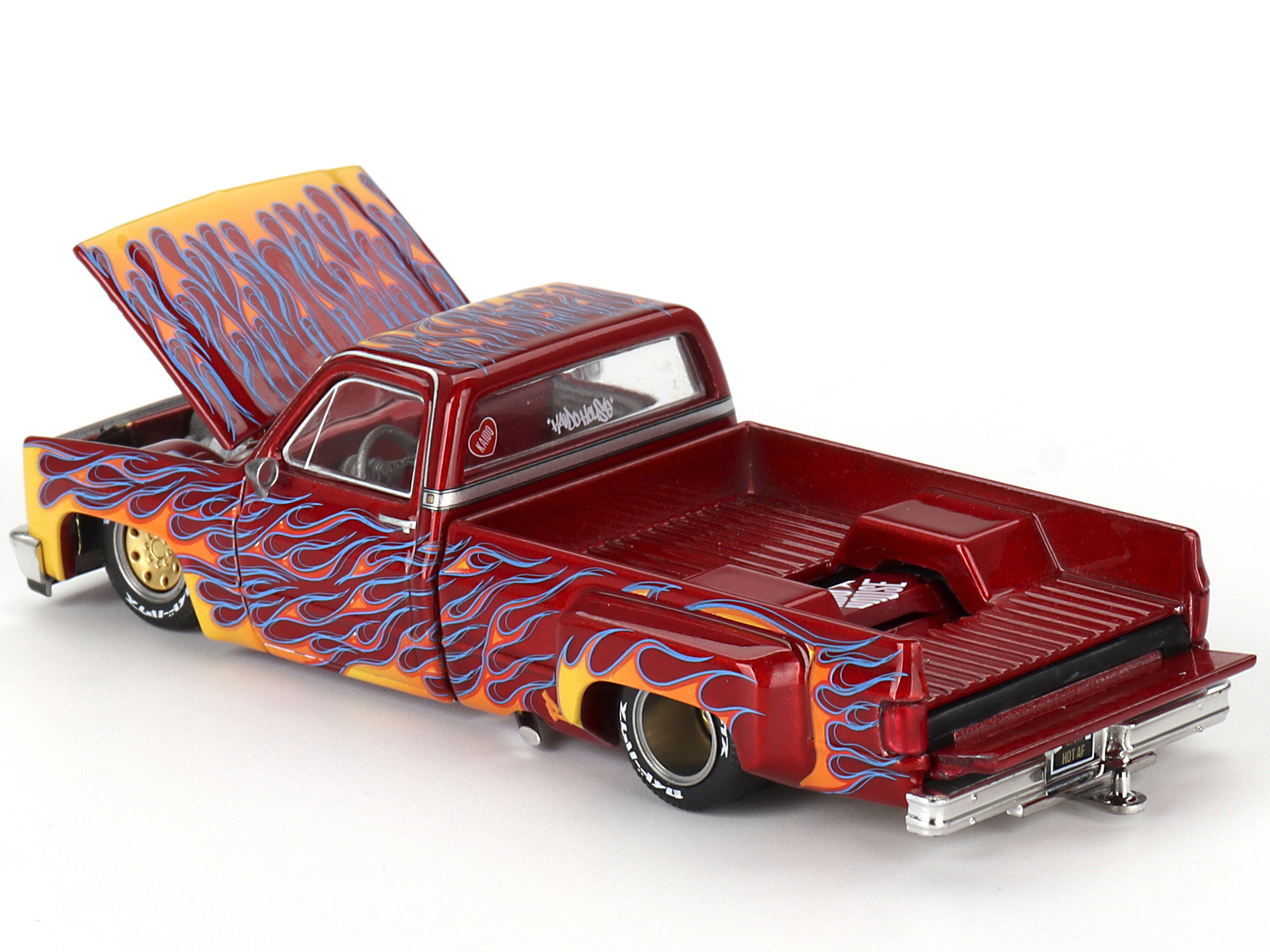 1976 Chevrolet Stepside Pickup Truck Tangier Orange with White Stripes 1/87 (HO) Scale Model Car by Classic Metal Works