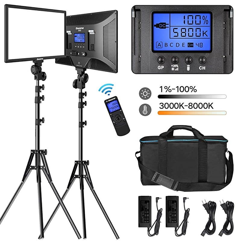 LED Video Lighting Kit with Wireless Remote  D502 Packs Dimmable BiColor 154 LED Panel Light Stand 45W 3000K8000K CRIgt96 Studio Light for Video Shooting Live Stream Photography YouTube