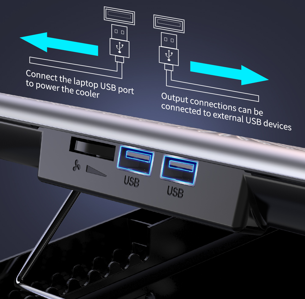 Laptop Cooling Pad, Laptop Cooler with 5 Quiet Red LED Fans for 12"-17" Inch Laptop, Dual USB 2.0 Ports, Portable Angle Adjustable Laptop Stand for Gaming Laptop-Green