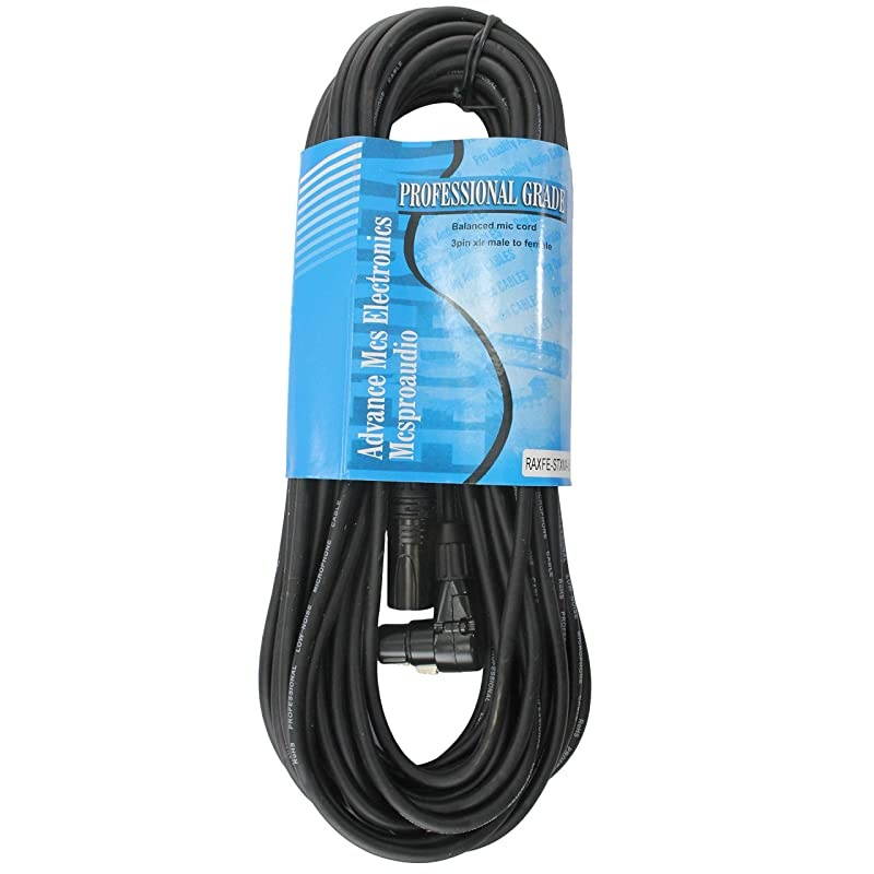 Male to Female XLR Cable with black connectors 50 FT Foot Feet RightF to StraightM