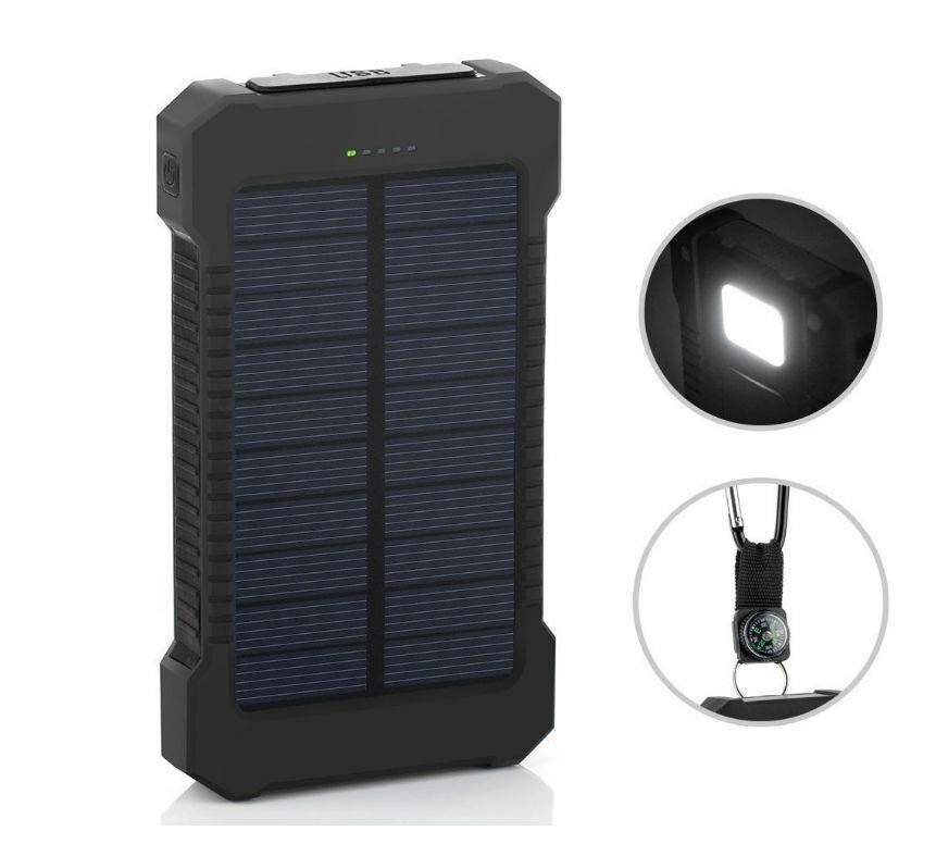 Waterproof 3000000mAh Portable Solar Charger 2 USB Battery Power Bank
