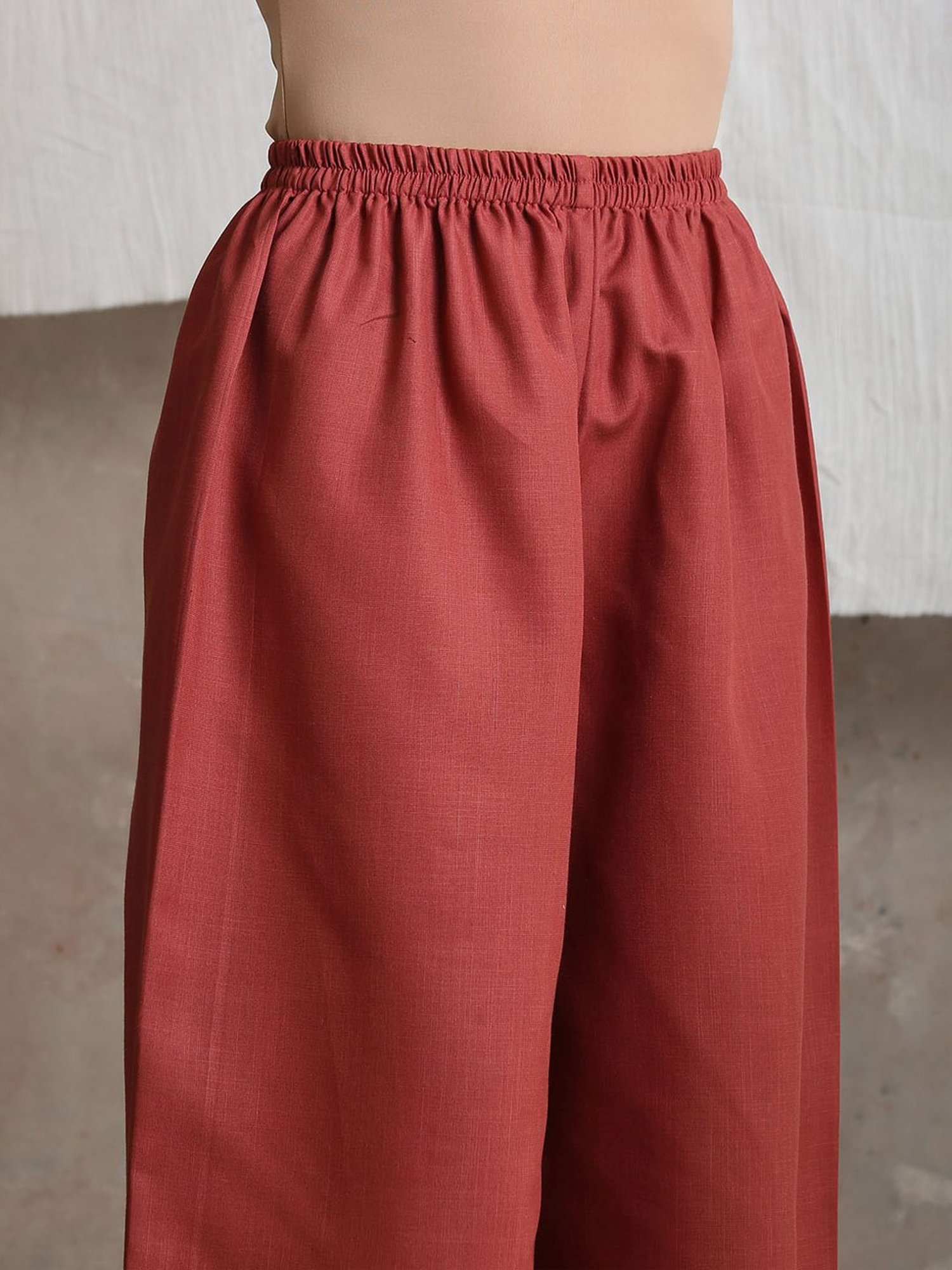 true Browns Barn Red Cotton Linen Palazzo