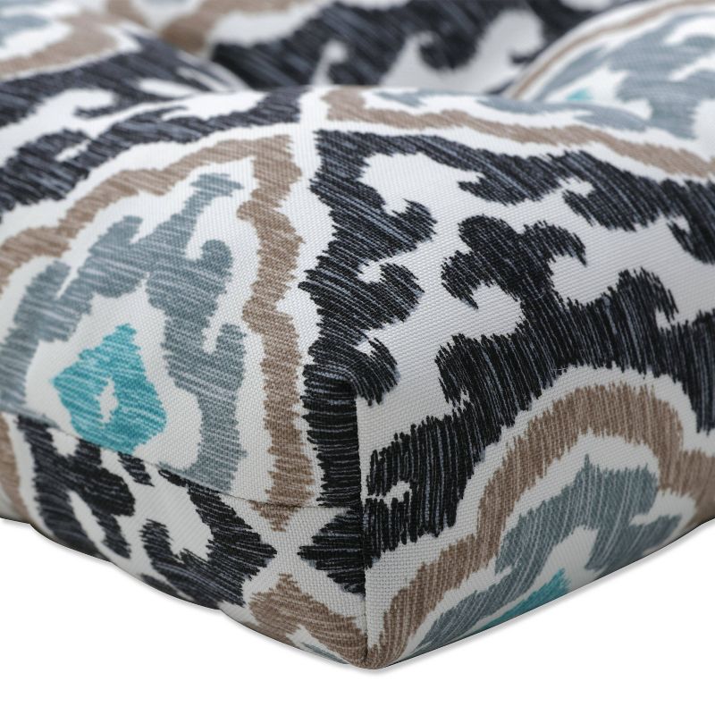 2pk Outdoor/Indoor Large Chair Pad Set Agrami Medallion Black - Pillow Perfect