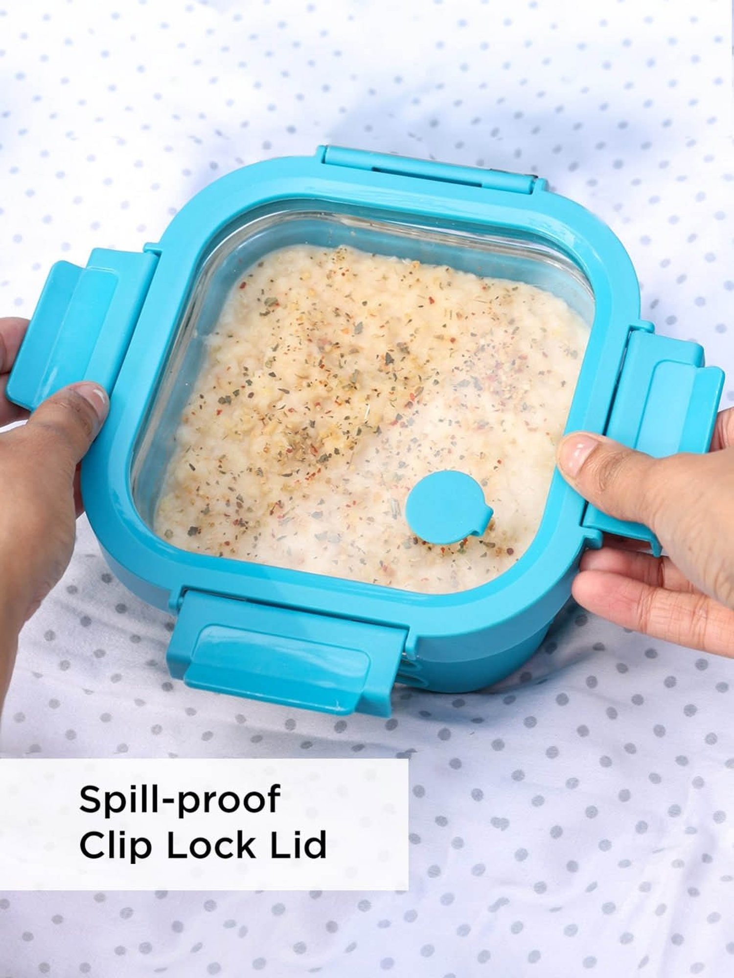 Glasafe Fresh Grip Teal Borosilicate Tiffin with Protective Silicone Sleeve - Set of 2 (320ml)