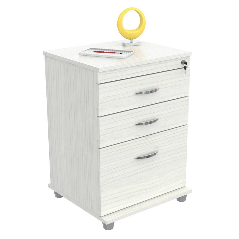 3 Drawer Locking File Cabinet Washed Oak - Inval