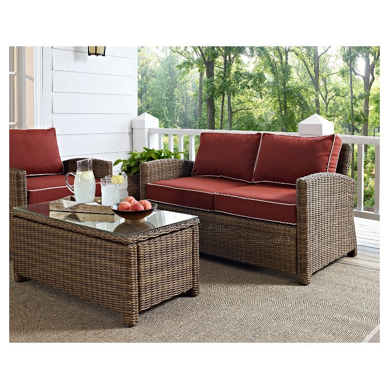 Crosley Bradenton Outdoor Wicker Loveseat with Sand Cushions