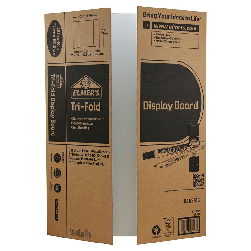 Elmer's 28" x 40" Tri-Fold Corrugate Project Display Board