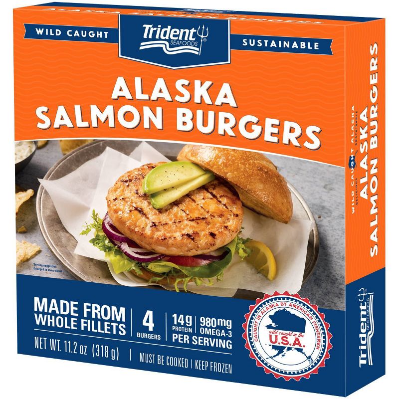 Trident Alaskan Salmon Burgers - Frozen - 11.2oz/4ct