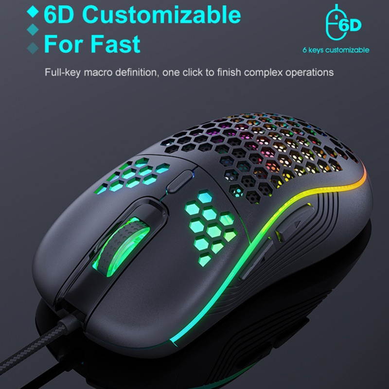 IMICE T98 7200DPI RGB Mouse Onboard Memory Honeycomb Hollow Ergonomic Design Extreme Responsiveness Wired Gaming Mouse for Gaming Computers