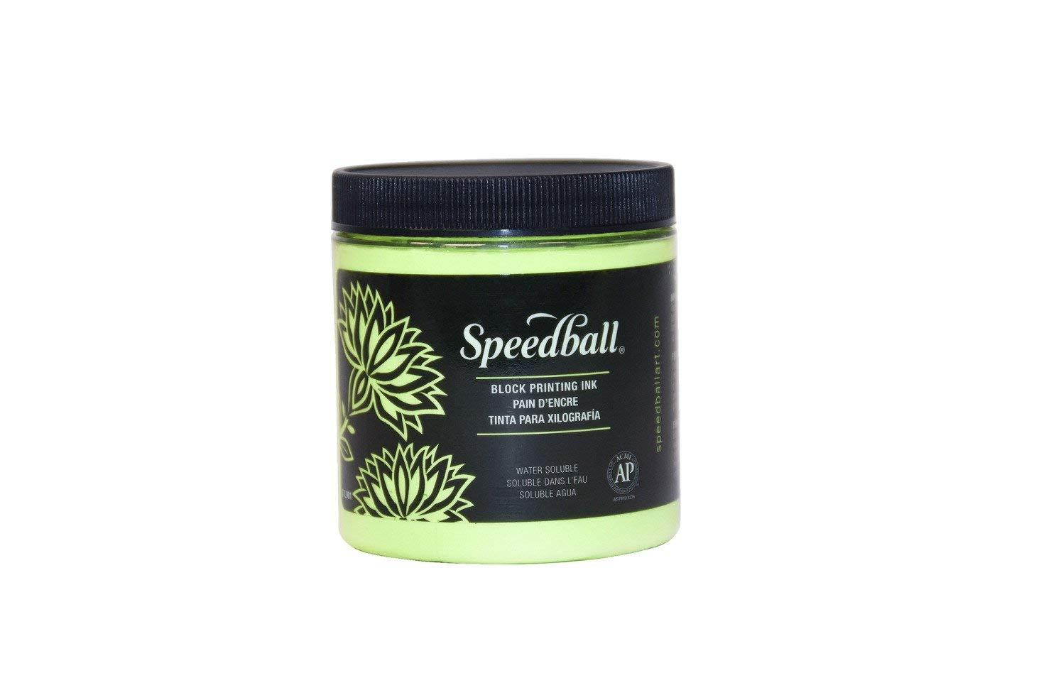 Speedball Water Soluble Block Printing Ink, Fluorescent Lime Green, 8 Ounces