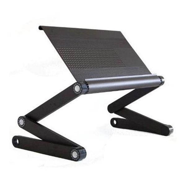 WorkEZ Executive Adjustable Ergonomic Laptop Cooling Stand & Lap Desk for Bed Couch folding aluminum desktop computer riser tray height tilt angle portable macbook cooling reading monitor,Black