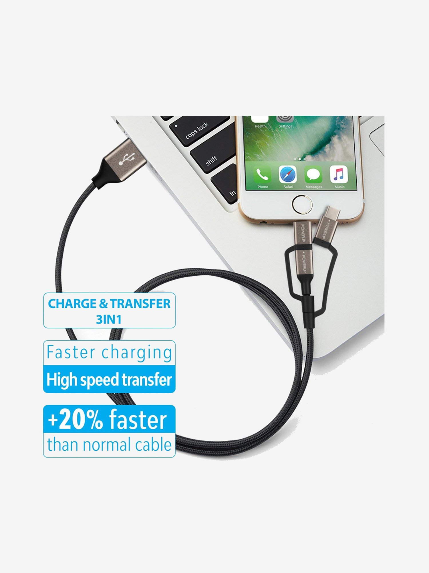 Moerdon SCB138 Fast Charging Data transfer Cable with LED indicator (Black)