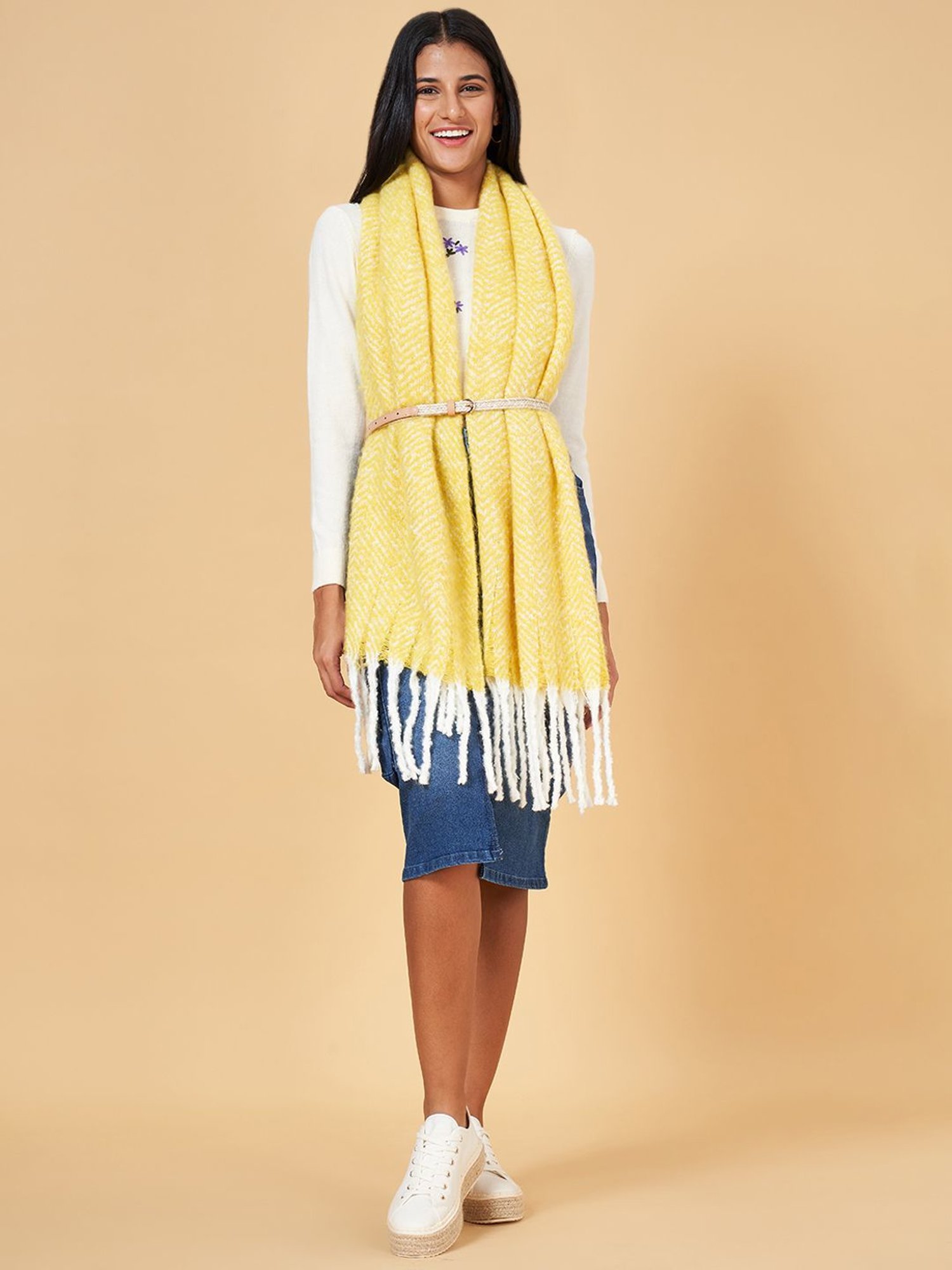 Aditi Wasan White Floral Stole