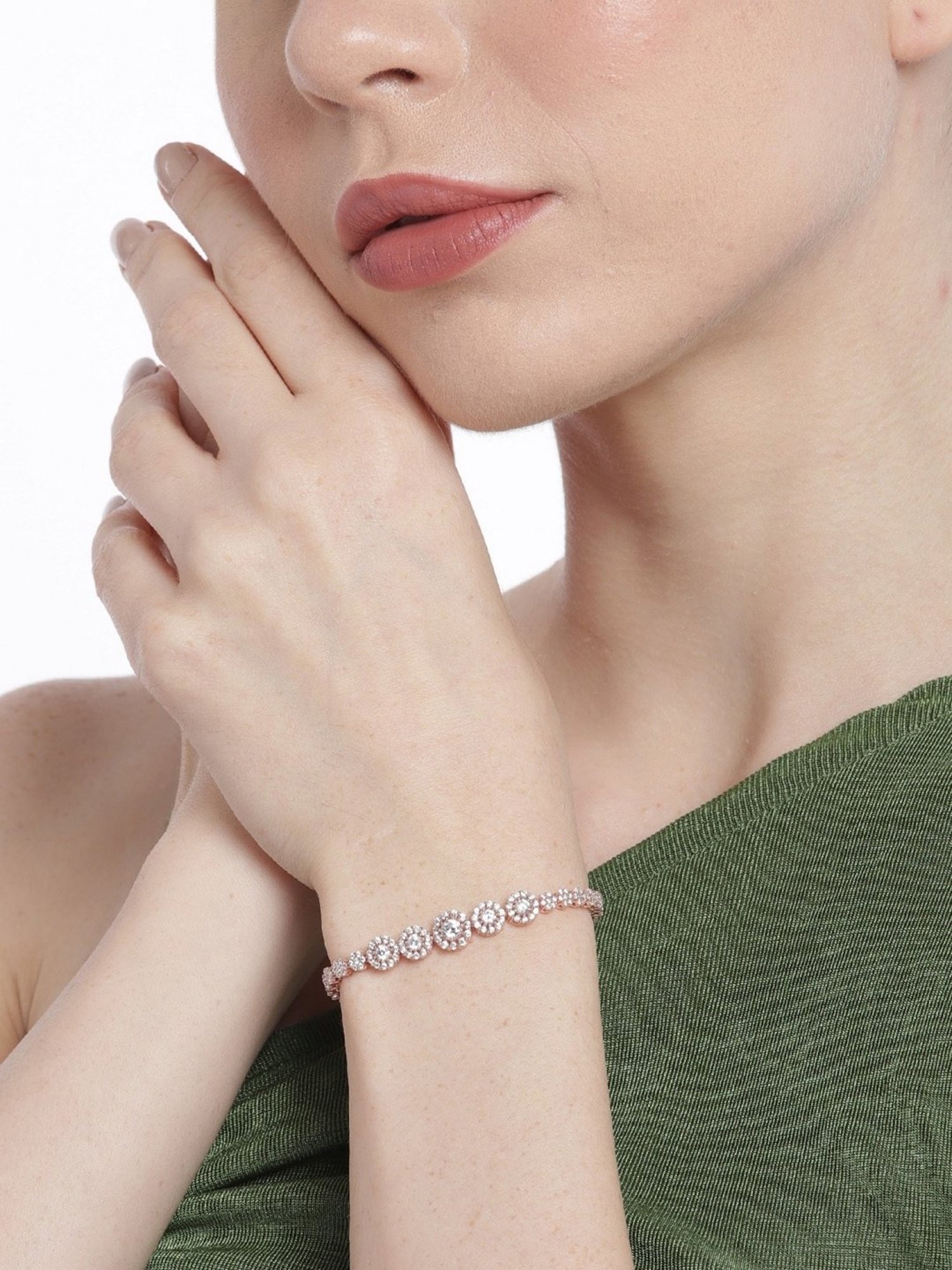 Zavya 925 Sterling Silver Blooming Grace Rose Flexible fit Bracelet For Women