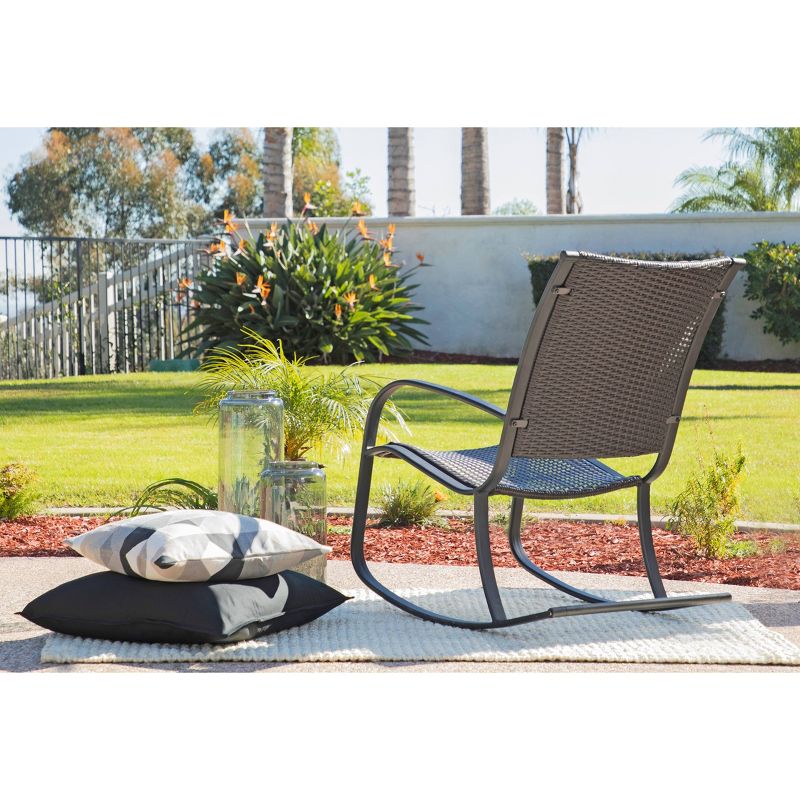 Vera Wicker Outdoor Rocking Chair - Brown/Black - Coaster
