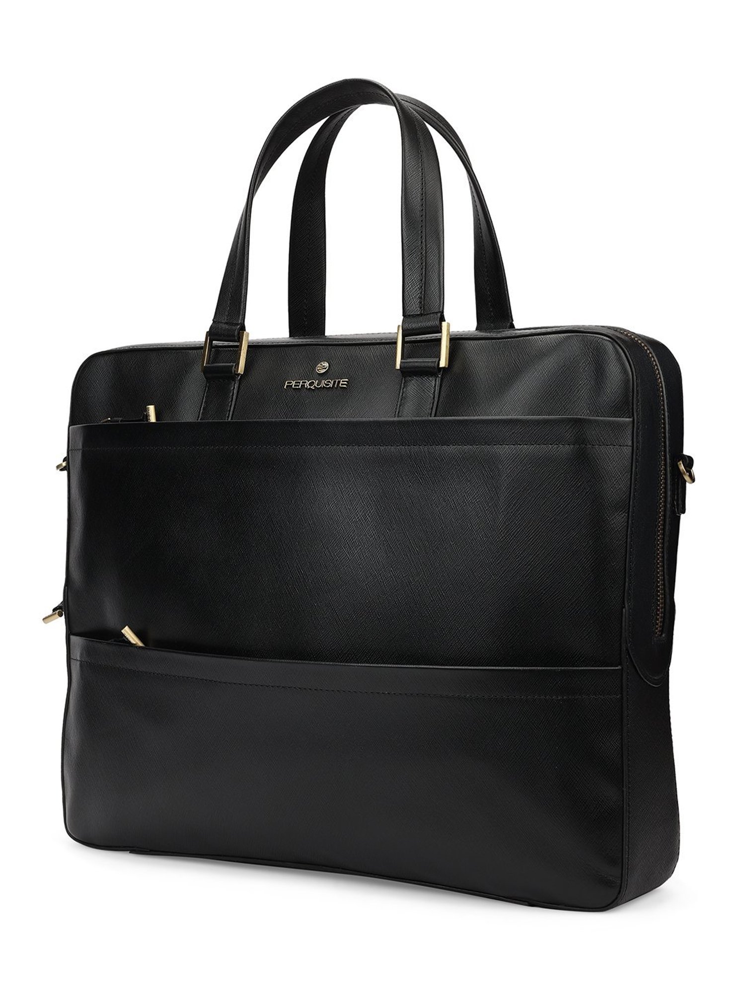 PERQUISITE PERRY Black Leather Medium Messenger Bag