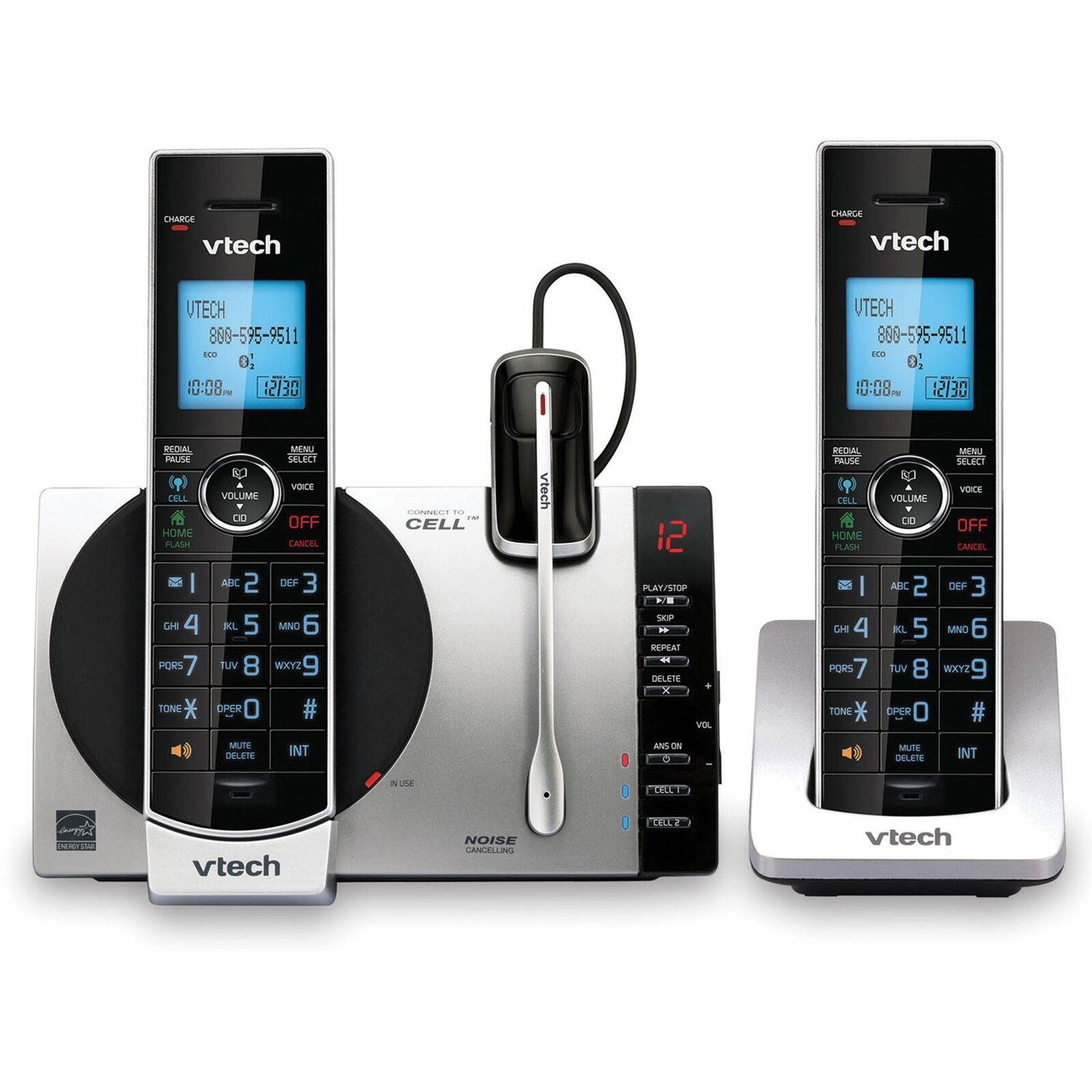 VTech Connect to Cell DS6771-3 DECT 6.0 Cordless Phone - Black, Silver (ds67713)