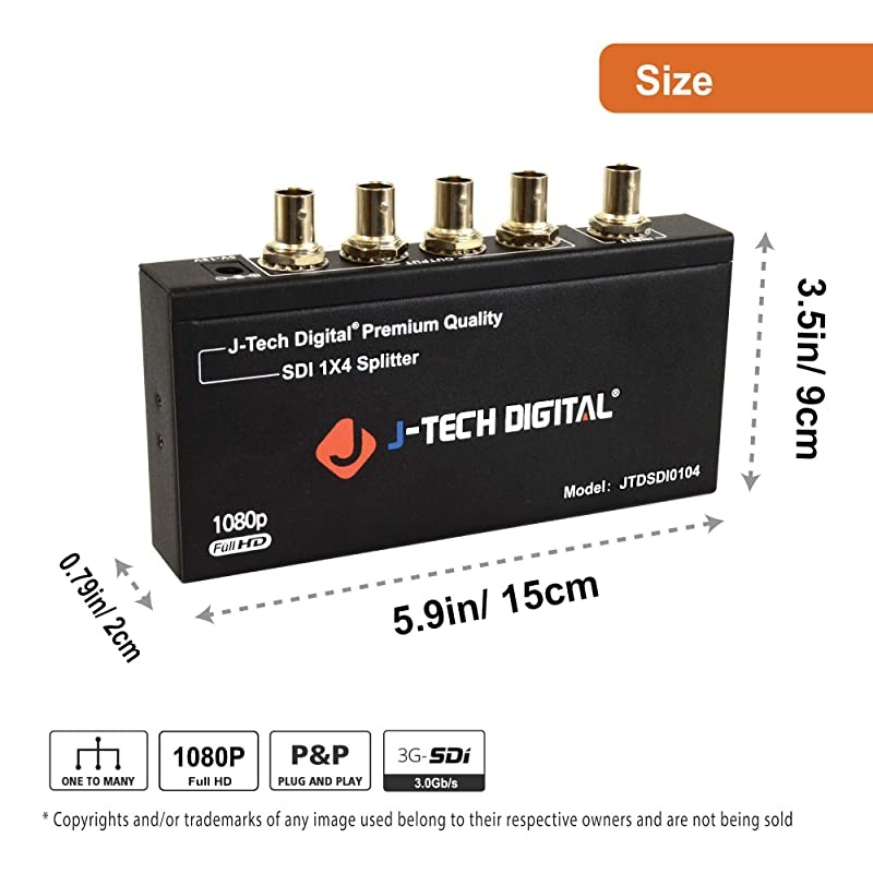 Premium Quality SDI Splitter 1x4 Supports SDSDI HDSDI 3GSDI up to 1320 Ft 1 Input and 4 outputs