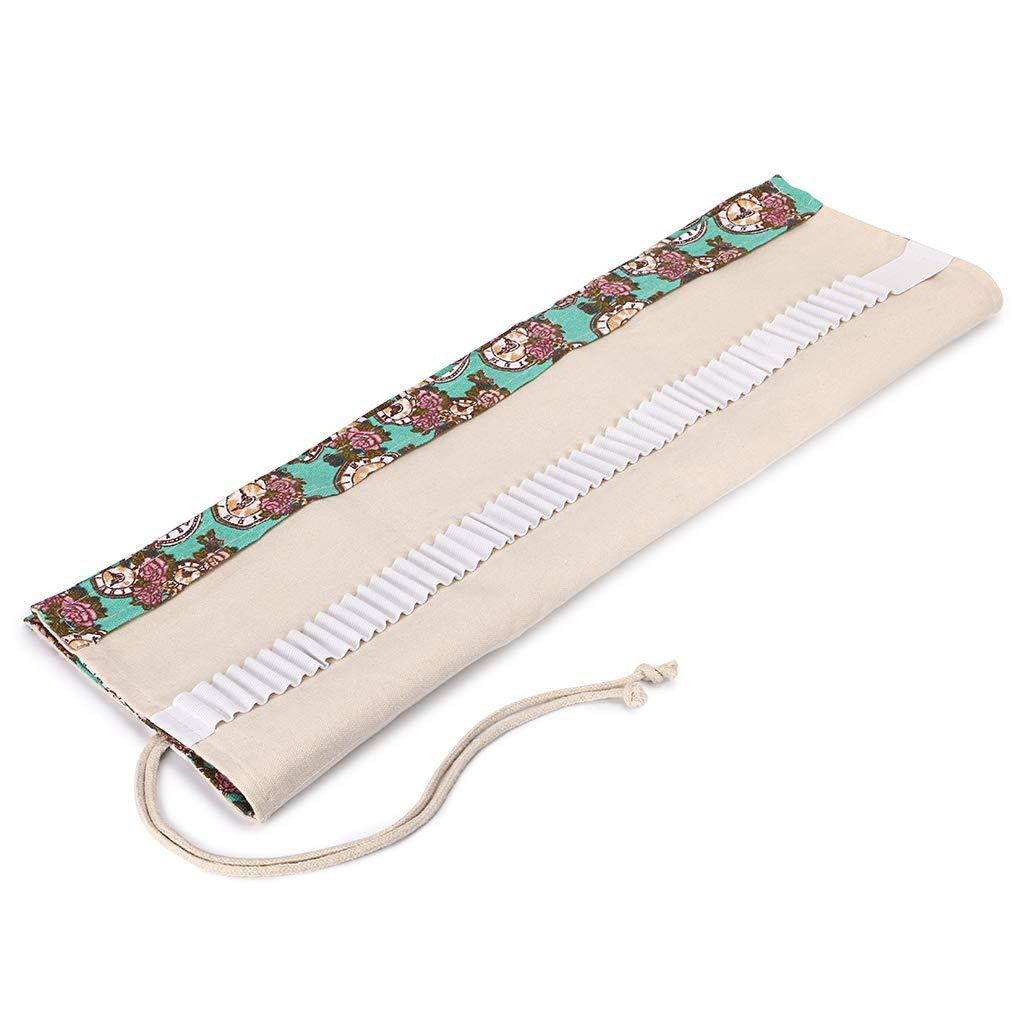 BTSKY Canvas 108 Slot Pencil Roll Wrap-Pencil Pouches Holder Fit for Prismacolor Premier Colored Pencils (108 Slots Rose Clock)