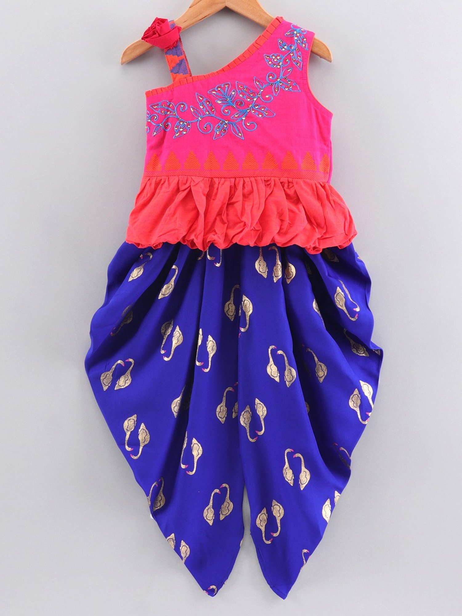 TWISHA Kids Multicolor Embellished Top with Dhoti