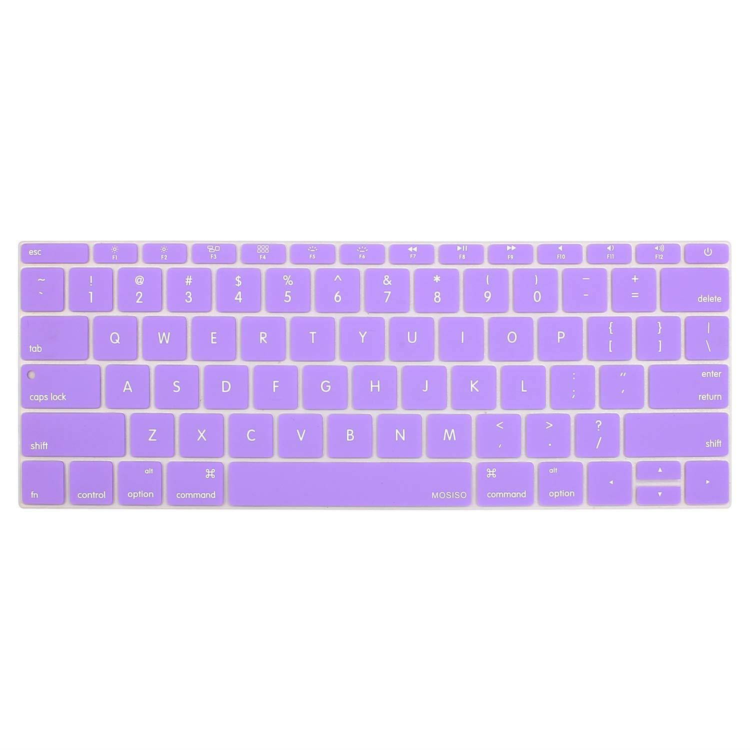 MOSISO Keyboard Cover Compatible MacBook Pro 13 Inch 2017 & 2016 Release A1708 No Touch Bar & New MacBook 12 Inch A1534 Protective Skin, Light Purple