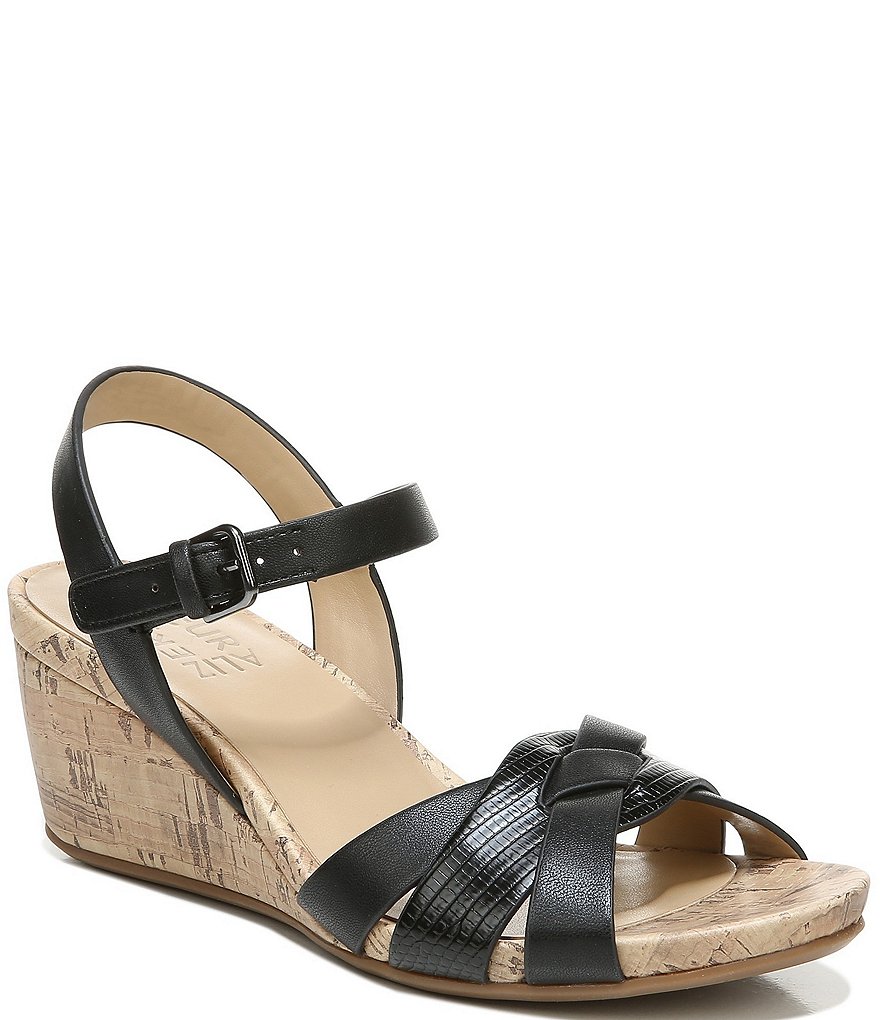 Naturalizer Adelina Snake Print Ankle Strap Wedge Sandals