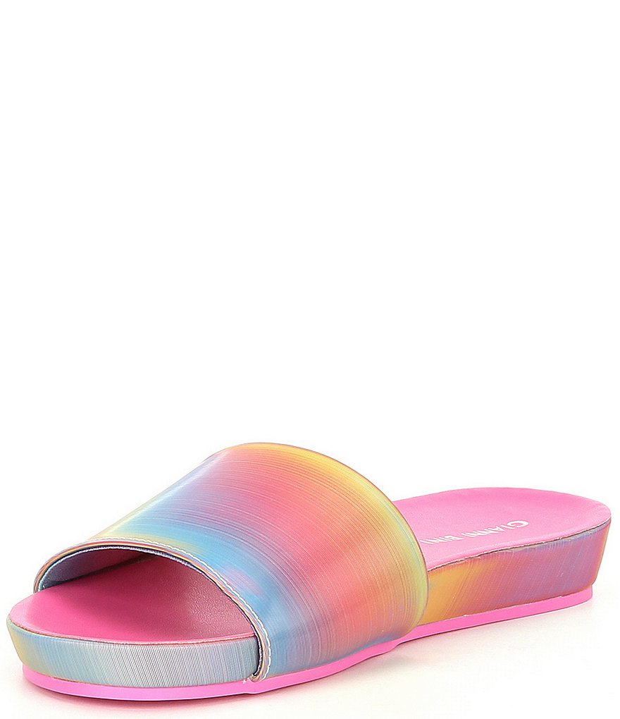 Gianni Bini Summatime Rainbow Banded Wedge Pool Slides