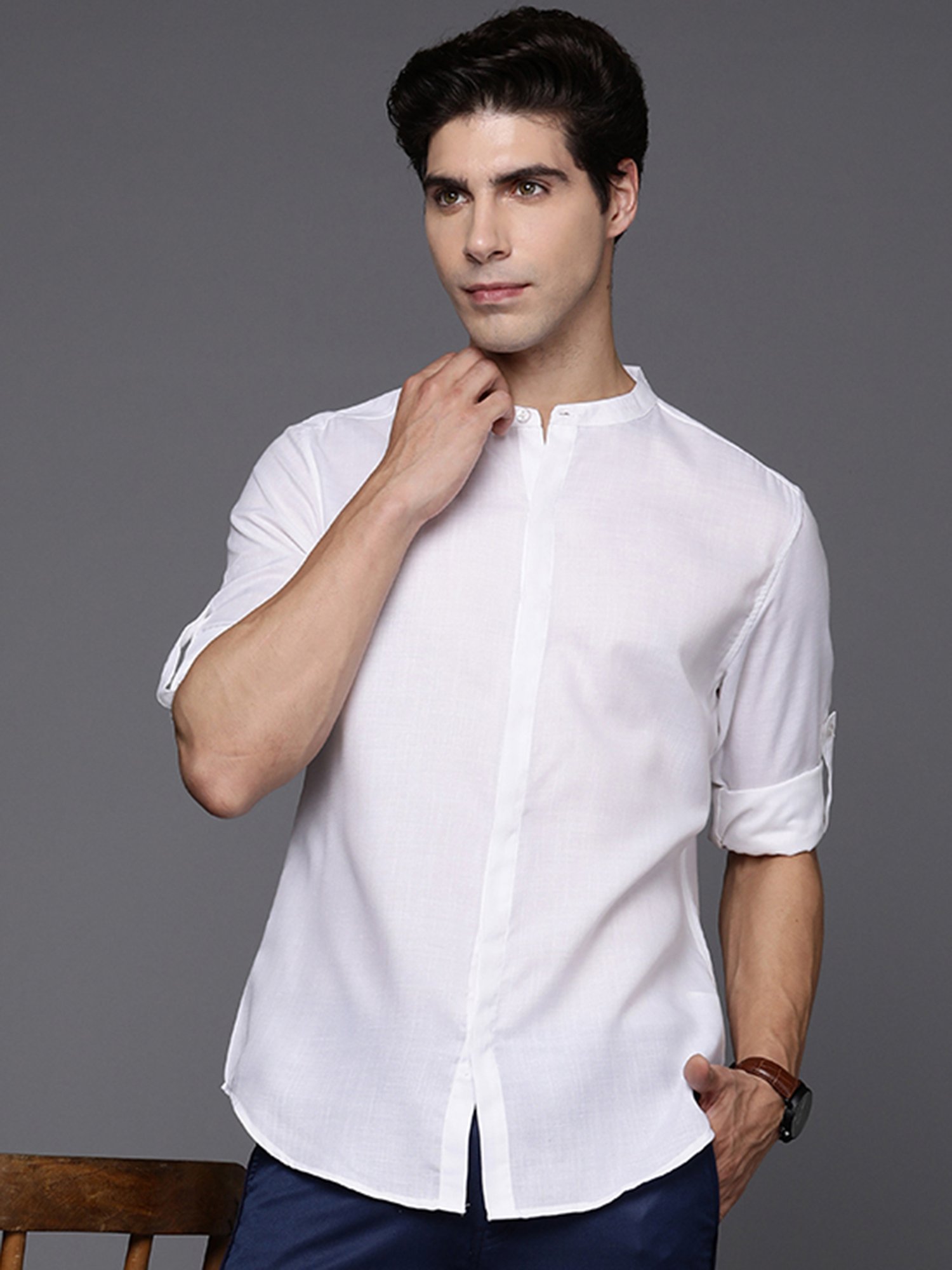 Ramraj Red Cotton Regular Fit Shirt